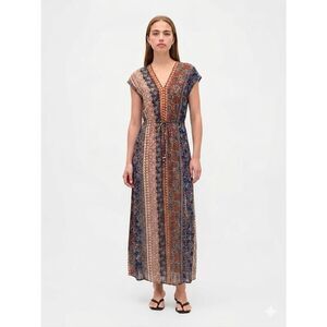 Alchemy Thread Boho Floral Maxi Dress Size L V Neck Festival Coastal Cowgirl